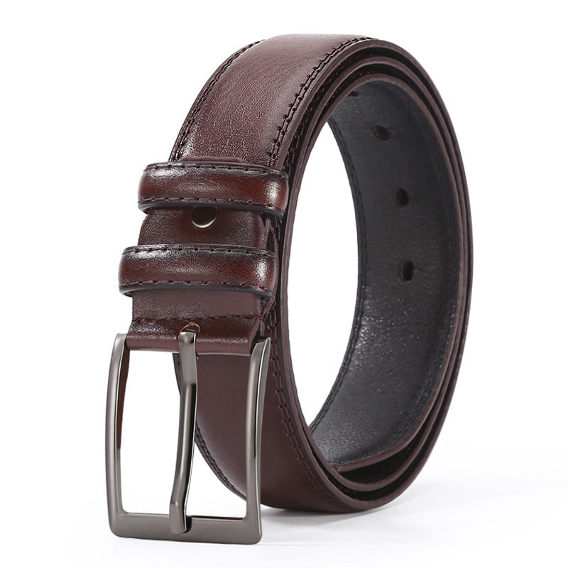 Men’s Business Belt with Alloy Pin Buckle – European & American Fashion Style
