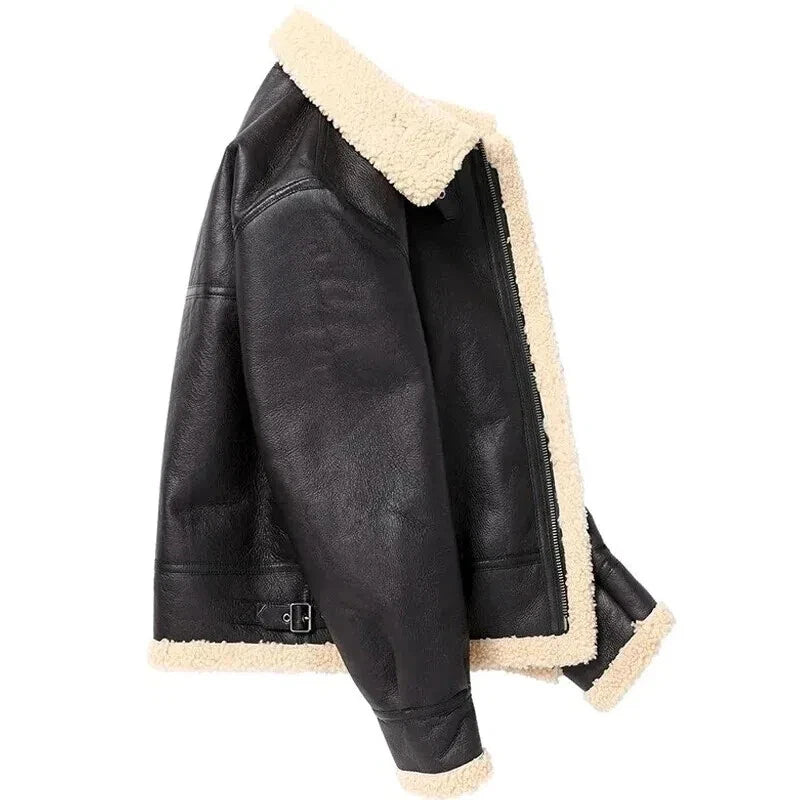 Men's RAF B3 Bomber Aviator Jacket – Black Shearling Fur Lined Real Leather