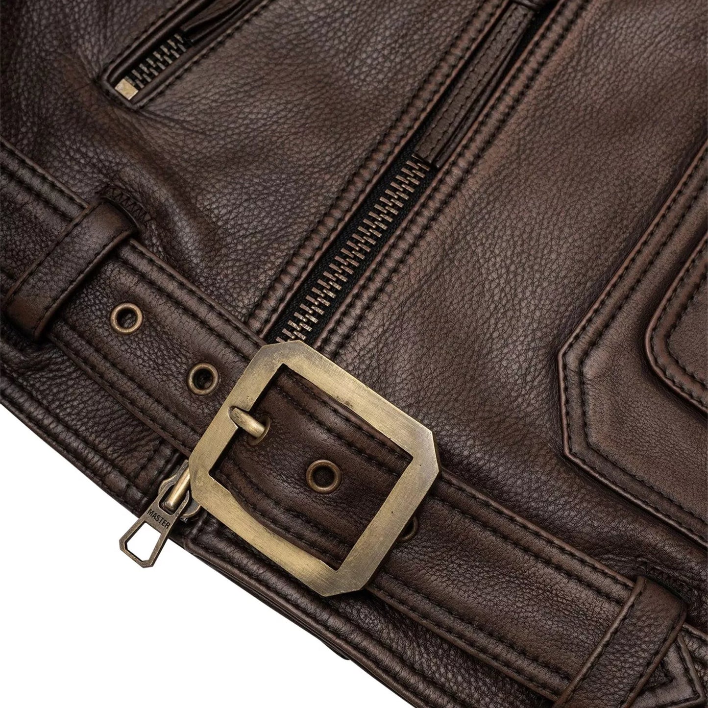 Men’s Cowhide Leather Quilted Biker Jacket – Genuine Motorcycle Style, Mid-Length, Wind-Resistant