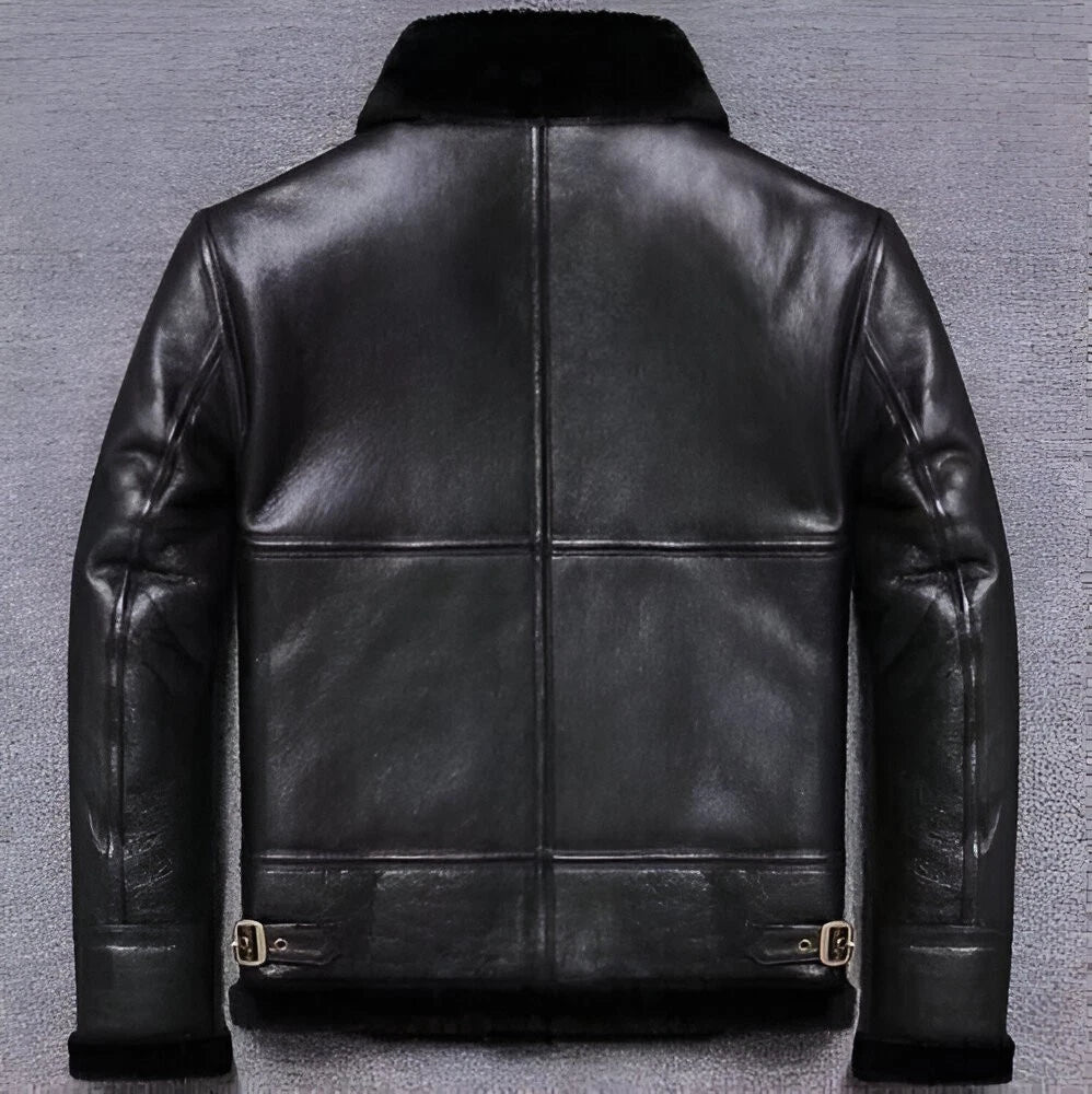 Men’s B3 RAF Aviator Bomber Jacket – Real Sheepskin Leather Black