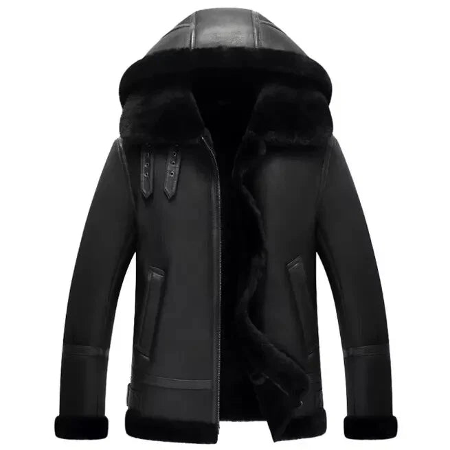 Men's B3 RAF Flight Bomber Jacket – Real Sheepskin Leather Shearling Black