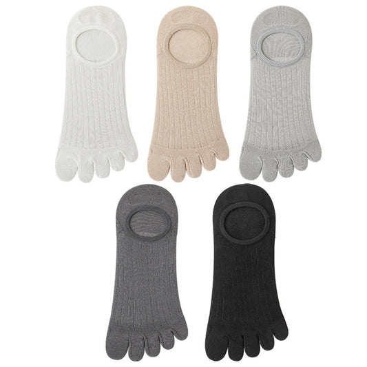 Five-Finger Men’s Summer Invisible Socks – Cotton Modal Antibacterial Non-Slip Breathable