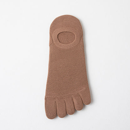 Men’s Thin Mesh Five Finger Invisible Socks – Breathable Cotton No-Show Socks