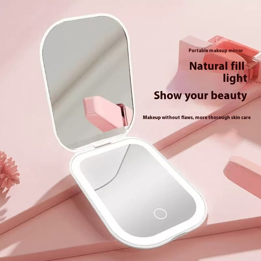 Ultra-Thin Foldable LED Makeup Mirror – Portable HD Cosmetic Mirror with 3-Color Light