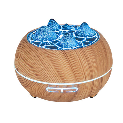 Flame Atmosphere Wood Grain Humidifier – USB Aromatherapy Diffuser with Remote Control & Anion Air Purifier
