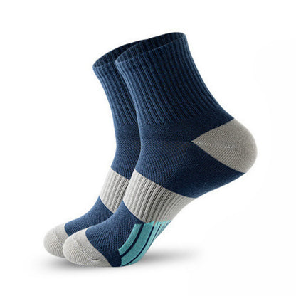 Men’s Middle Tube Cotton Sports Socks – Color Matching Basketball Non-Slip Breathable
