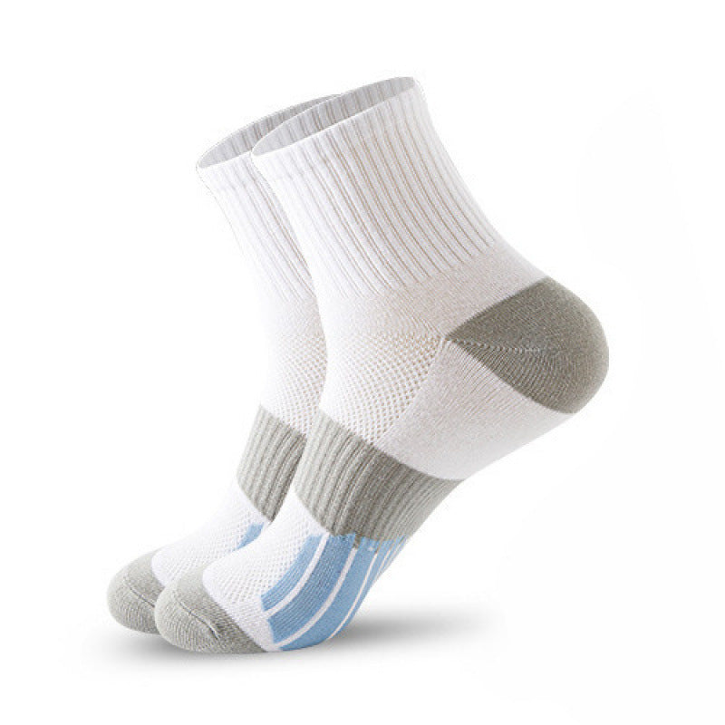 Men’s Middle Tube Cotton Sports Socks – Color Matching Basketball Non-Slip Breathable