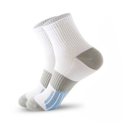 Men’s Middle Tube Cotton Sports Socks – Color Matching Basketball Non-Slip Breathable
