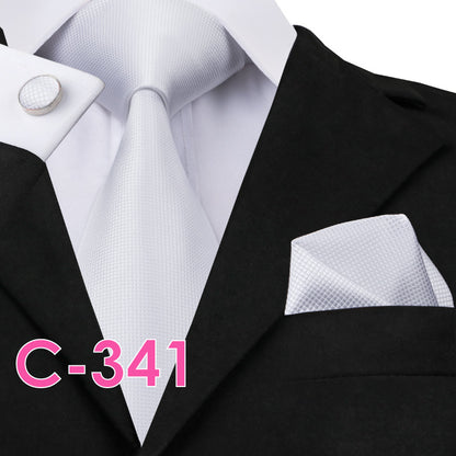 Men’s Solid Color Ribbed Collar Tie – Jacquard Woven Silk Floral Necktie with Wool Lining