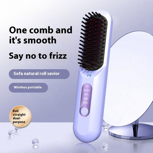 Wireless Hair Straightener Comb with Adjustable Anion Technology – Portable Rechargeable Styling Tool