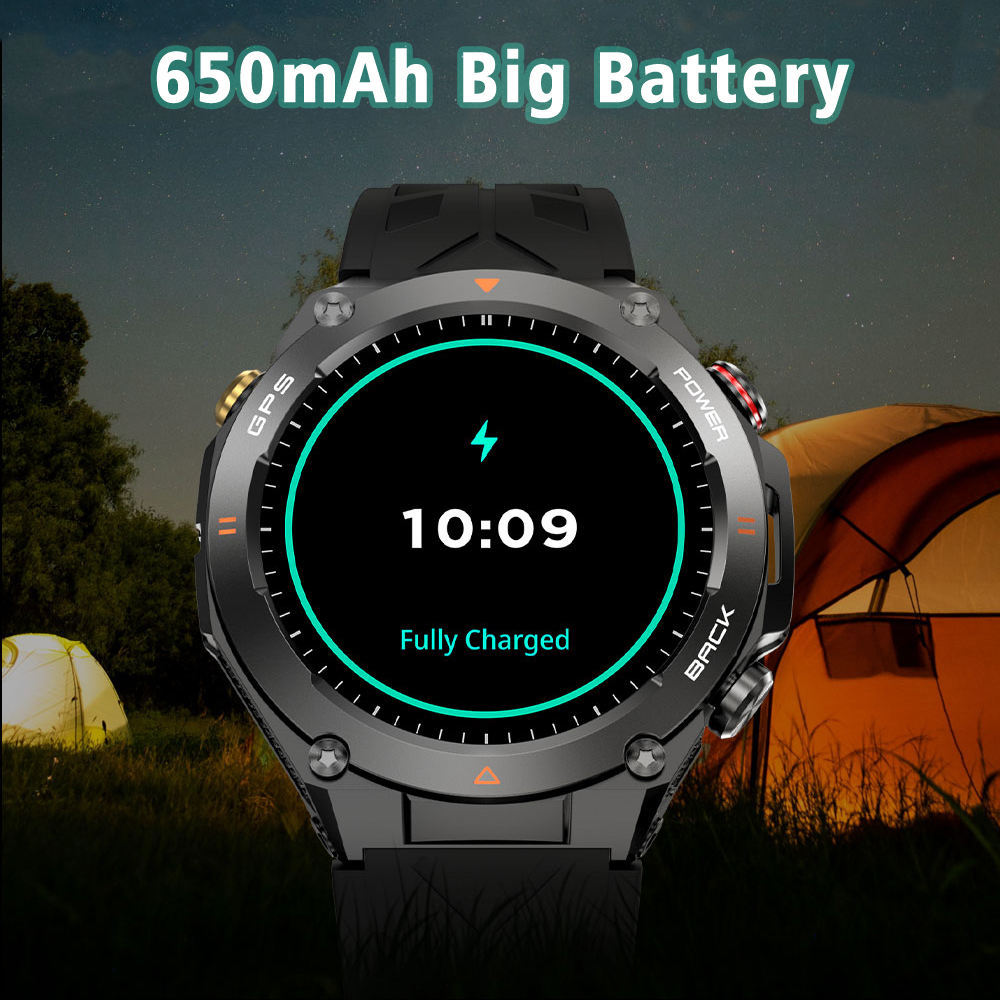 SENBONO GPS Smart Watch for Men – 1.45" HD Screen, Altimeter, Barometer, Compass, AI Voice, Android & iPhone Compatible