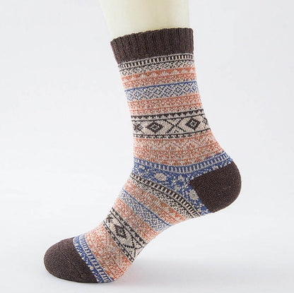 Winter Warm Stripe Wool Socks – 5 Pairs Thick Casual Business Socks for Men
