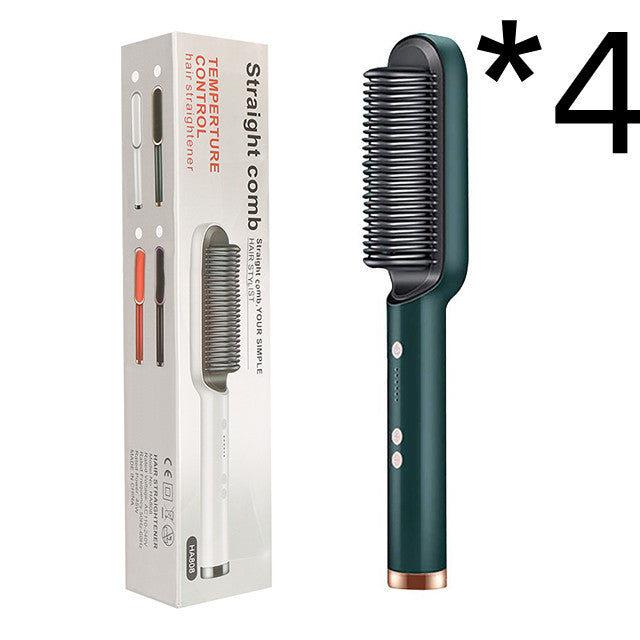 2-In-1 Hair Straightener Hot Comb – Negative Ion Curling Tong & Dual-Purpose Electric Hair Brush
