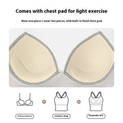 Summer Yoga Bra with Chest Pad – Fitness Vest Top with Fixed Straps & 3/4 Cup Support