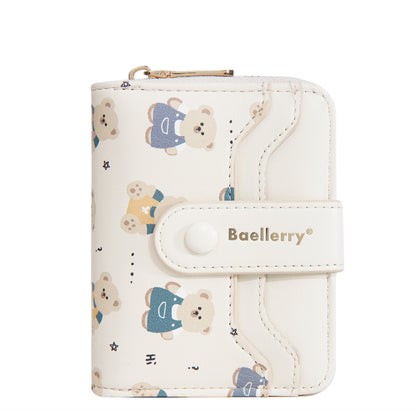 Short Women’s Wallet – Cute Little Bear Cartoon Printed PU Leather Coin Purse