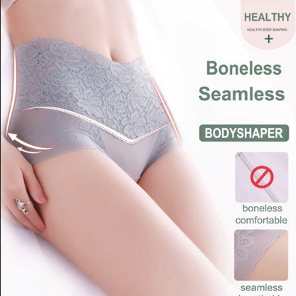 Women’s High-Waist Lace Cotton Briefs – Abdomen Control & Butt Lifting Underwear