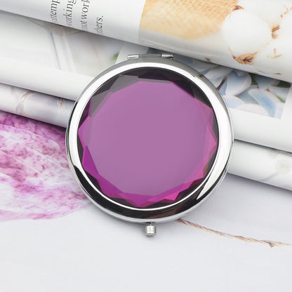 Folding Double-Sided Crystal Mirror – Portable Compact Makeup Mirror for Travel & Daily Use