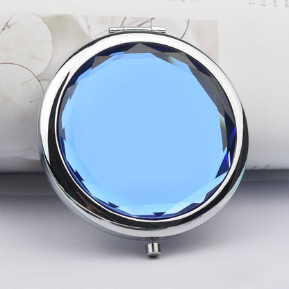 Folding Double-Sided Crystal Mirror – Portable Compact Makeup Mirror for Travel & Daily Use