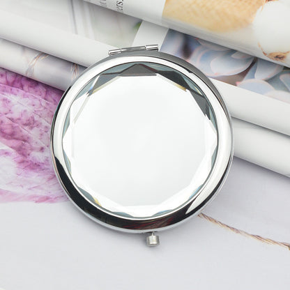 Folding Double-Sided Crystal Mirror – Portable Compact Makeup Mirror for Travel & Daily Use
