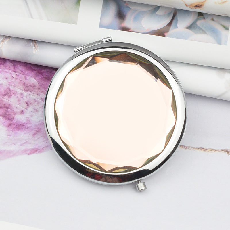 Folding Double-Sided Crystal Mirror – Portable Compact Makeup Mirror for Travel & Daily Use