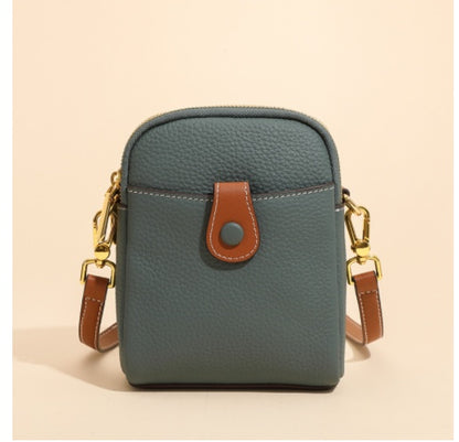 Women’s Leather Crossbody Phone Bag – Small Lychee Pattern Wallet Purse