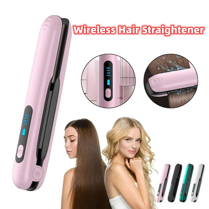Wireless Hair Straightener Flat Iron – Mini 2-in-1 Cordless Curler with USB Rechargeable 5000mAh Battery