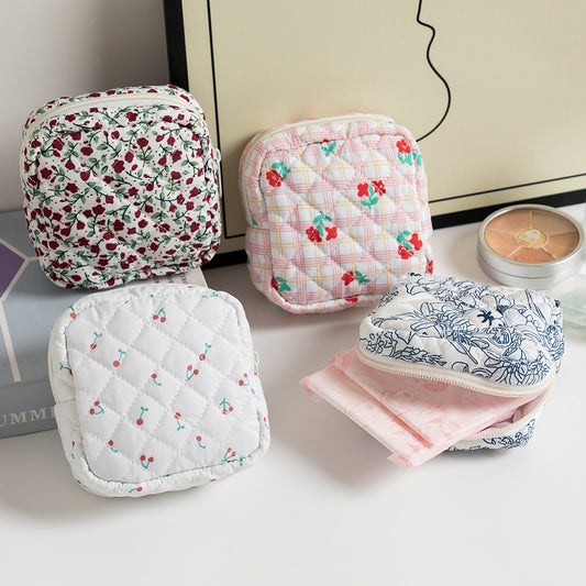 Cute Change Women’s Key Storage Bag – Small Floral Polyester Wallet for Keys & Coins