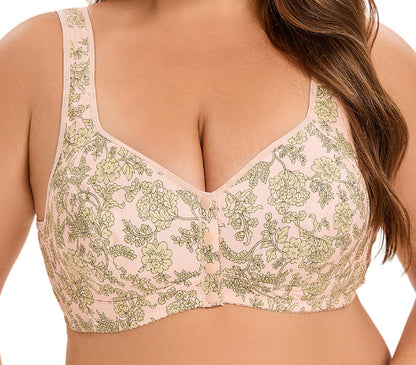 Plus Size Bra A–G Cup 36–52 – Breathable Printed Support Bra for Women