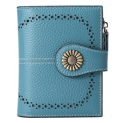Fashion Women’s Short Coin Purse – Genuine Oil Wax Leather Retro Wallet