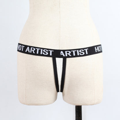 Fashion Contrast Color Women’s Thong – Sexy Low-Rise Underwear in White & Black