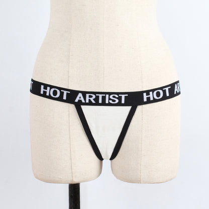 Fashion Contrast Color Women’s Thong – Sexy Low-Rise Underwear in White & Black