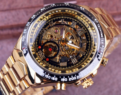Personalized All-Steel Hollow Automatic Mechanical Watch for Men – Luxury Fashion Skeleton Design