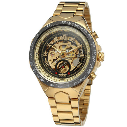 Personalized All-Steel Hollow Automatic Mechanical Watch for Men – Luxury Fashion Skeleton Design