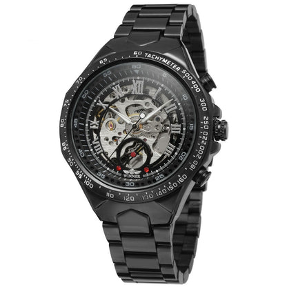 Personalized All-Steel Hollow Automatic Mechanical Watch for Men – Luxury Fashion Skeleton Design