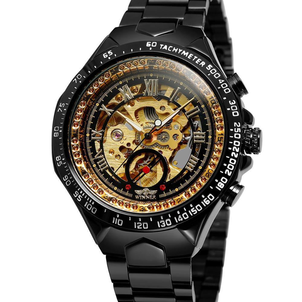 Personalized All-Steel Hollow Automatic Mechanical Watch for Men – Luxury Fashion Skeleton Design