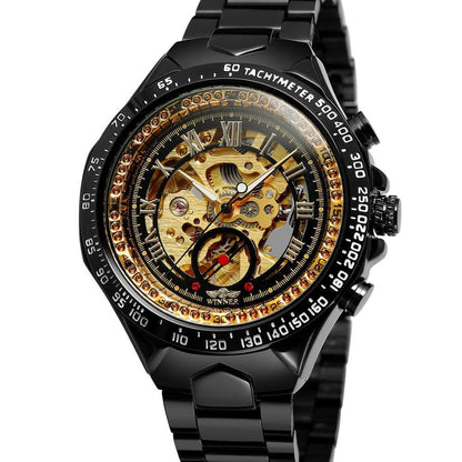 Personalized All-Steel Hollow Automatic Mechanical Watch for Men – Luxury Fashion Skeleton Design