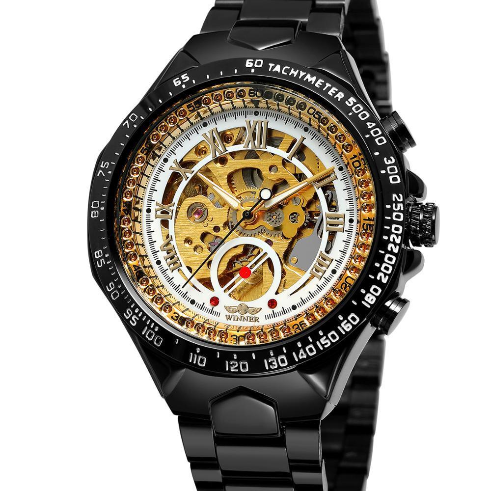 Personalized All-Steel Hollow Automatic Mechanical Watch for Men – Luxury Fashion Skeleton Design