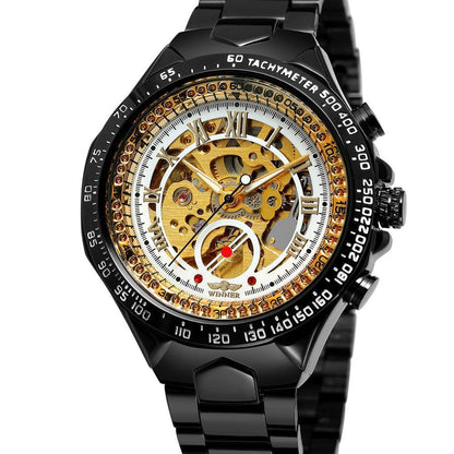 Personalized All-Steel Hollow Automatic Mechanical Watch for Men – Luxury Fashion Skeleton Design