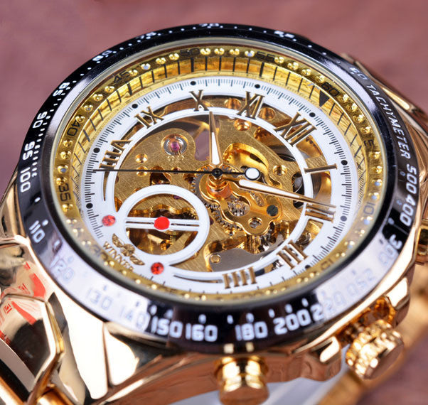 Personalized All-Steel Hollow Automatic Mechanical Watch for Men – Luxury Fashion Skeleton Design