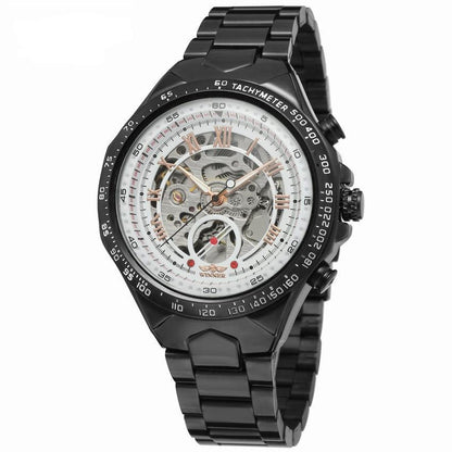 Personalized All-Steel Hollow Automatic Mechanical Watch for Men – Luxury Fashion Skeleton Design