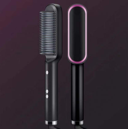 2-In-1 Hair Straightener Hot Comb – Negative Ion Curling Tong & Dual-Purpose Electric Hair Brush