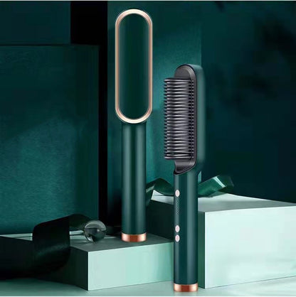 2-In-1 Hair Straightener Hot Comb – Negative Ion Curling Tong & Dual-Purpose Electric Hair Brush