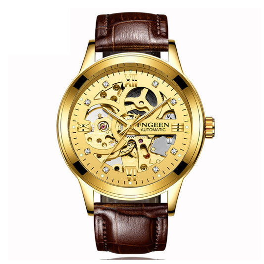 Fashion Luxury Mechanical Watch – Men’s Luminous Waterproof Business Wristwatch with Stainless Steel Band