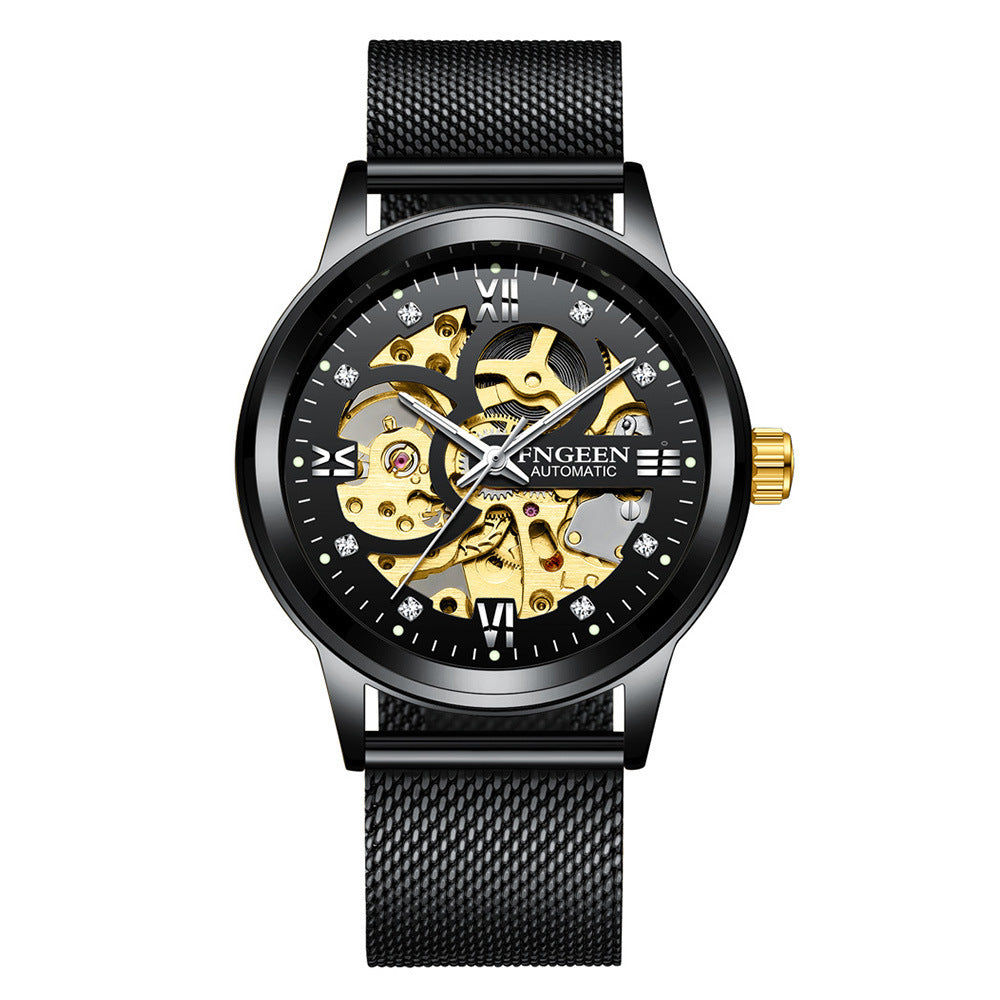 Fashion Luxury Mechanical Watch – Men’s Luminous Waterproof Business Wristwatch with Stainless Steel Band