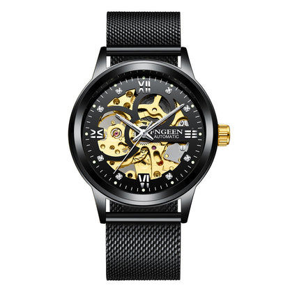 Fashion Luxury Mechanical Watch – Men’s Luminous Waterproof Business Wristwatch with Stainless Steel Band