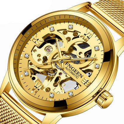 Fashion Luxury Mechanical Watch – Men’s Luminous Waterproof Business Wristwatch with Stainless Steel Band
