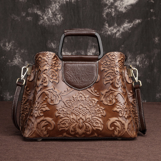 Genuine Leather Handbag – Women’s Fashion Messenger Cowhide Doctor Bag