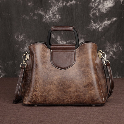 Genuine Leather Handbag – Women’s Fashion Messenger Cowhide Doctor Bag