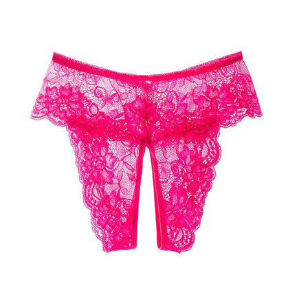 Q Fun Women’s Sexy Lace Open-Crotch Thong – Low-Waist Flirty Lingerie Plus Size