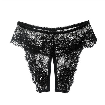 Q Fun Women’s Sexy Lace Open-Crotch Thong – Low-Waist Flirty Lingerie Plus Size